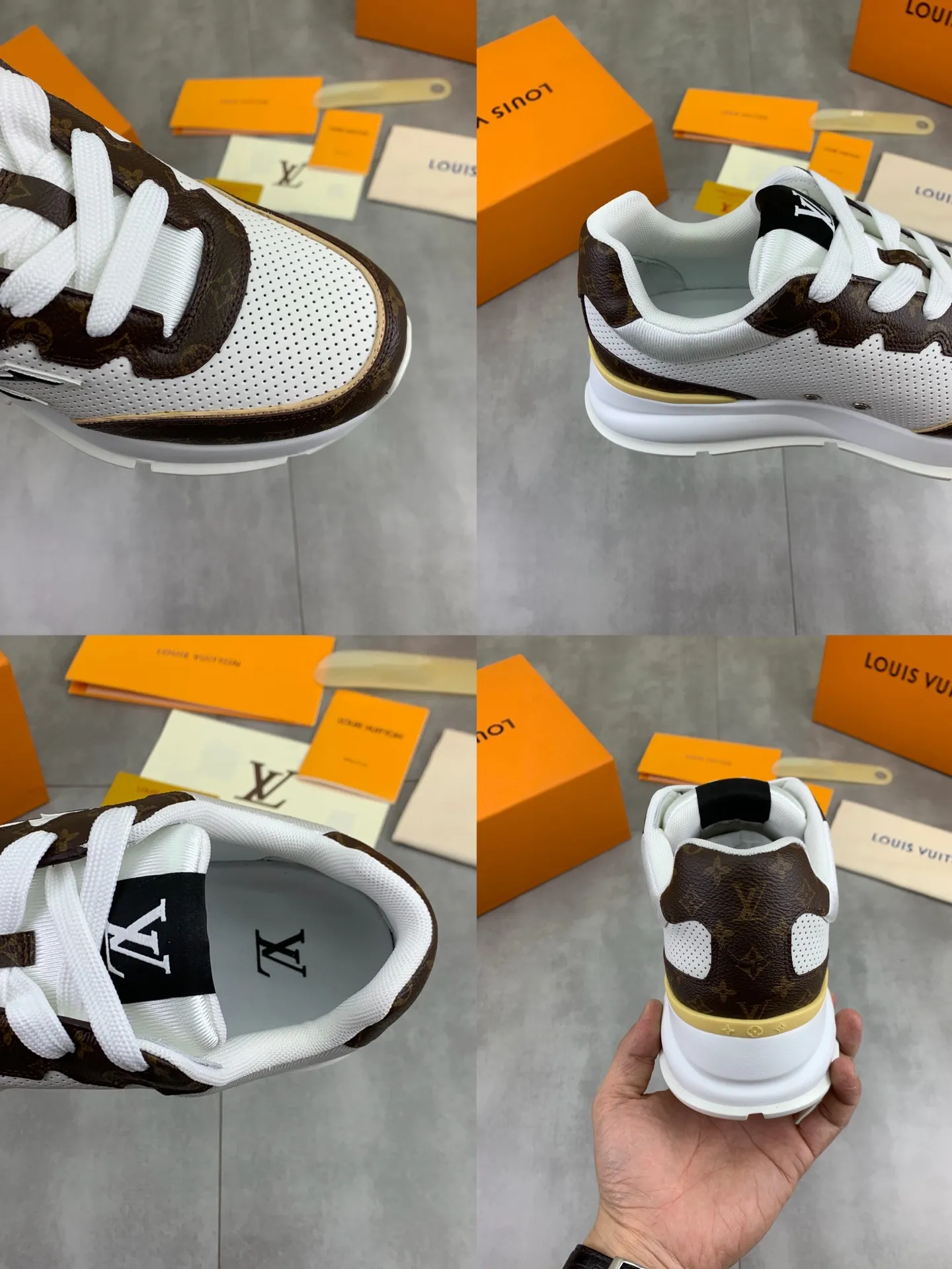 Factory price P700 💶 Top version [LOUIS VUITTON] Couple 🧑‍🤝‍🧑 Craftsman style Counter series (original order) New style 🍀LV Louis Vuitton - top version LV classic high-top trendy shoes! Made of imported original craft calfskin, original breathable lining, and original wear-resistant, lightweight, high-end TPU outsole! High quality products! 2️⃣ colors available, size: female 35-39, male 39-44 (female 40, male 45 46 customized)